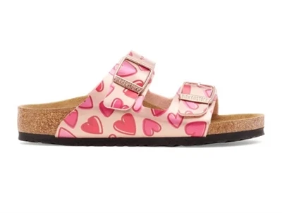 Birkenstock Arizona Kids sandal i lyserød med hjerteprint