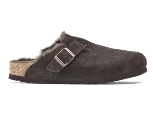 Birkenstock Boston shearling clog mocha med justerbar rem (medium-bred)