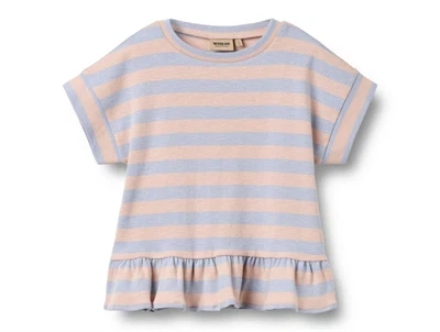 Wheat Marie t-shirt powder stripe med flæsekant