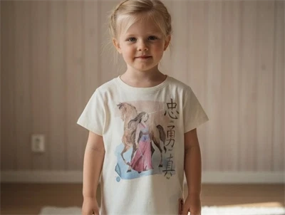 Wheat t-shirt Mulan horse ivory