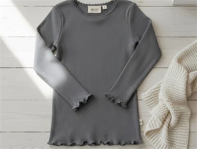 Wheat autumn sky t-shirt Reese rib lace