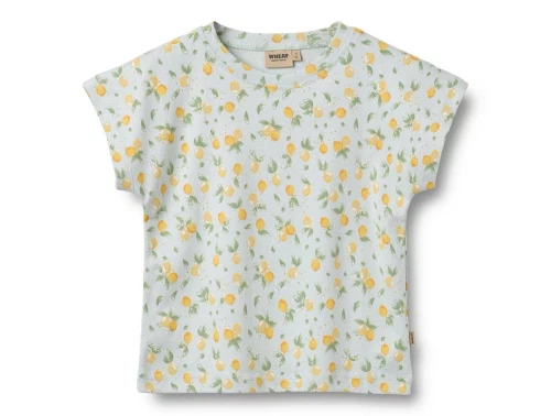 Wheat Bette t-shirt i summer blue med citronprint forfra
