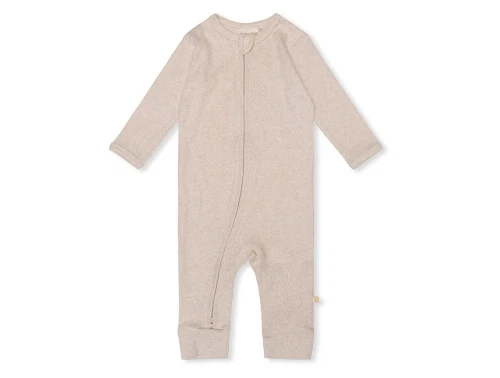 That\'s Mine onesie i brown melange med rib og lynlås