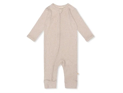 That's Mine onesie i brown melange med rib og lynlås