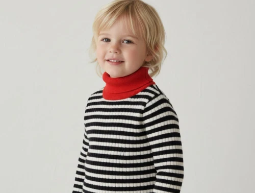 FUB rullekravebluse ecru/dark navy i merinould