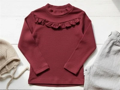 Wheat t-shirt rib ruffle burgundy