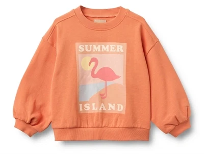 Wheat Eliza sweatshirt i sunkissed orange med flamingoprint forfra