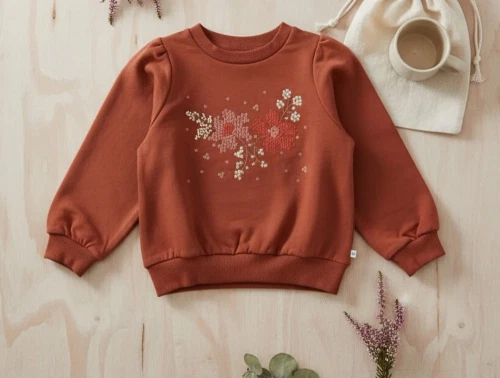 Wheat red embroidery sweatshirt Vega
