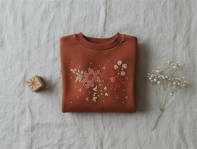 Wheat red embroidery sweatshirt Vega