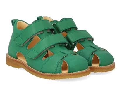 Angulus sandal grøn med velcro og lukket tå