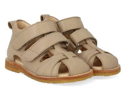 Angulus begynder sandal i sand til børn med velcroremme og kontraststikninger