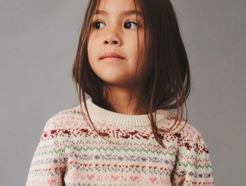 Pige med Wheat striktrøje multi med jacquardmønster