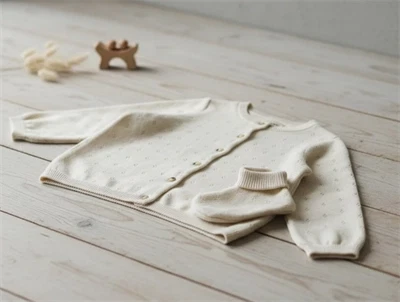 Wheat sandshell pointelle hulmønster cardigan Maia