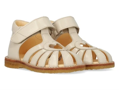Angulus sandal råhvid med velcro og hjerte detalje
