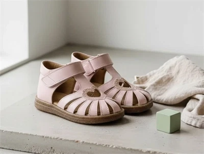 Angulus pale rose glitter sandal med hjerte