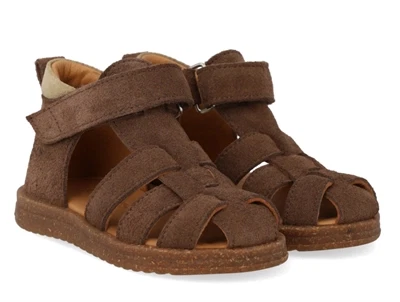Angulus sandal dark taupe/sand med velcro og lukket tå