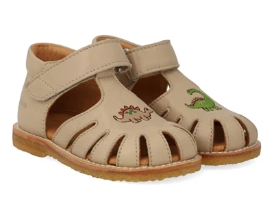 Angulus sandal sand med velcro og dinobroderi