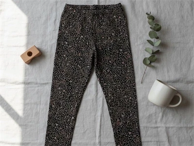 Wheat black coal small flowers legging Jules