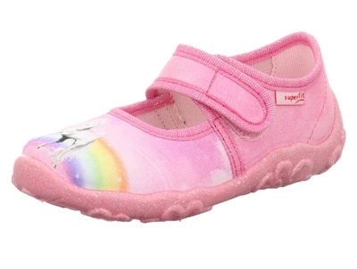 Superfit BONNY hjemmesko rosa tekstil med enhjørning og regnbue front