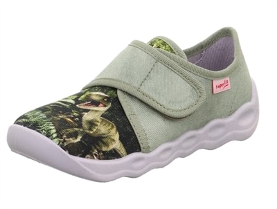 Superfit BUBBLE hjemmesko grøn med dinosaur print og velcro