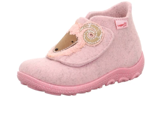 Superfit HAPPY OCTI hjemmesko pink uldfilt med væddermotiv side skråt