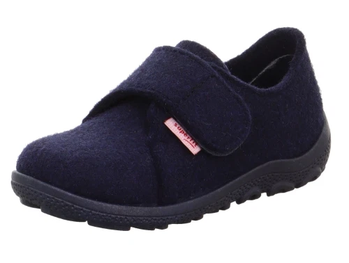 Superfit HAPPY OCTI mørkeblå hjemmesko i uldfilt med velcro