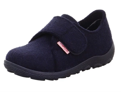 Superfit HAPPY OCTI mørkeblå hjemmesko i uldfilt med velcro