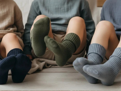 MP strømper olivine mix 3-pak i uld med ribstruktur