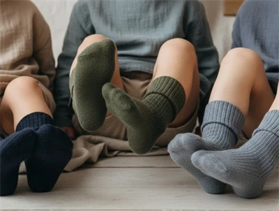 MP strømper olivine mix 3-pak i uld med ribstruktur