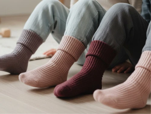 MP strømper rose dust mix 3-pak i uld med ribstruktur