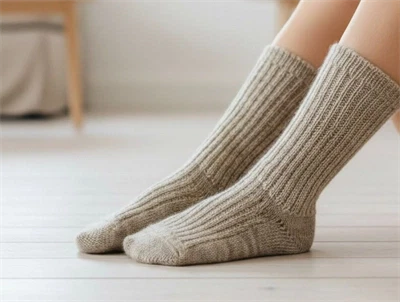 MP light brown melange strømper Quin uld (2-pak)