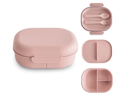 Mushie madkasse blush med ruminddeling og bestik