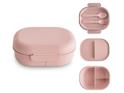 Mushie madkasse blush med ruminddeling og bestik