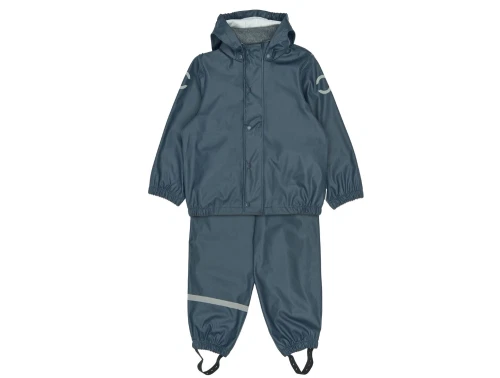 Mikk-Line regnsæt i blå med reflekser og aftagelig hætte