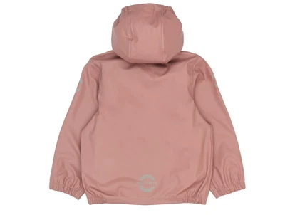 Mikk-Line regnsæt i rosa burlwood med seler og refleksMikk-Line regnsæt i rosa burlwood med seler og refleks- jakken bagfra