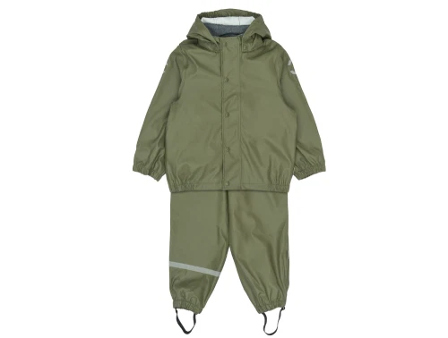 Mikk-Line regnsæt i grøn med reflekser og aftagelig hætte