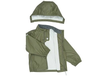 Mikk-Line regnsæt i grøn med reflekser og aftagelig hætte