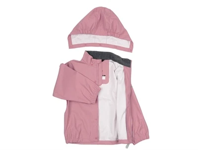 Mikk-Line regnsæt lilas med refleks og aftagelig hætte- åben jakke