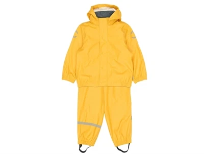 Mikk-Line regnsæt i gul med reflekser og aftagelig hætte