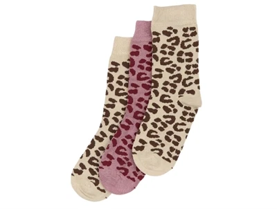 3-pak strømper med leopardprint fra MiniPop i leo mix