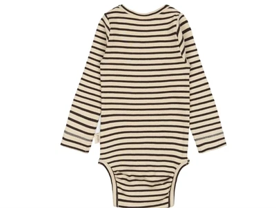 Petit Piao body brunstribet med trykknaplukning bagfra