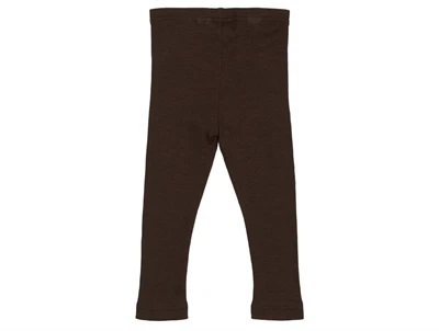 Petit Piao leggings i farven coffee bean med ribstruktur set bagfra