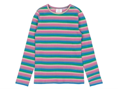 THE NEW ribbet langærmet t-shirt i multi striped set forfra