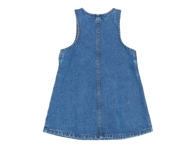 THE NEW siblings denimkjole medium blue denim med smiley og Love More lommer forside