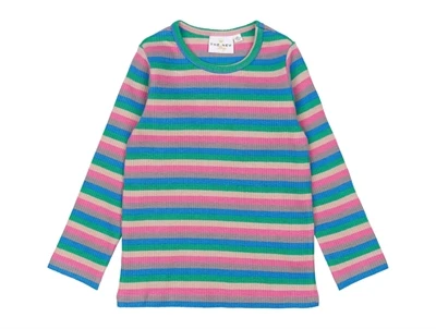 THE NEW siblings rib t-shirt med farvede striber og lange ærmer  
