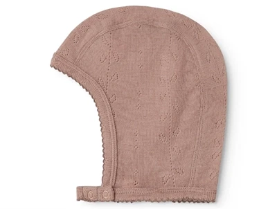 MarMar Copenhagen hjelm i burnt rose uld pointelle set fra siden