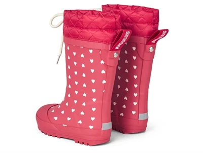 Angulus vintergummistøvle i rød med hjerteprint
