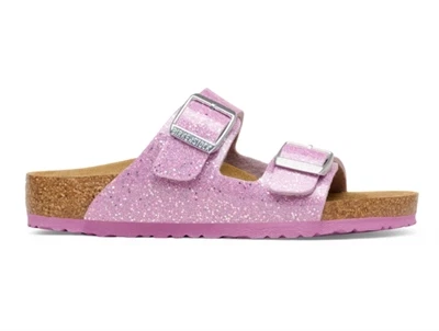 Birkenstock Arizona Kids sandal i lill med glitter og to spænder
