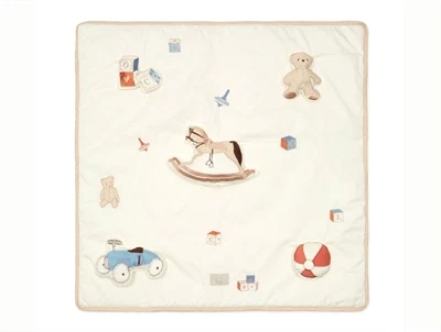 Cam Cam Copenhagen aktivitetslegemåtte i råhvid nuance med vintage toys motiver