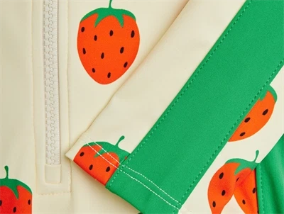 Mini Rodini uv badedragt i off-white med jordbærprint detalje